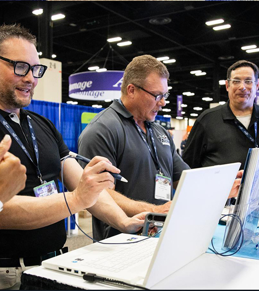 Meet people at the exhibit hall.